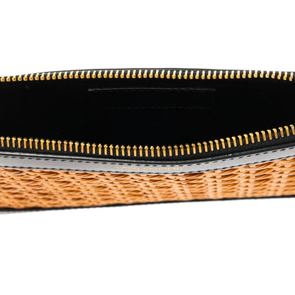 Saint Laurent Rattan Black Leather Pouch Clutch Bag 635098