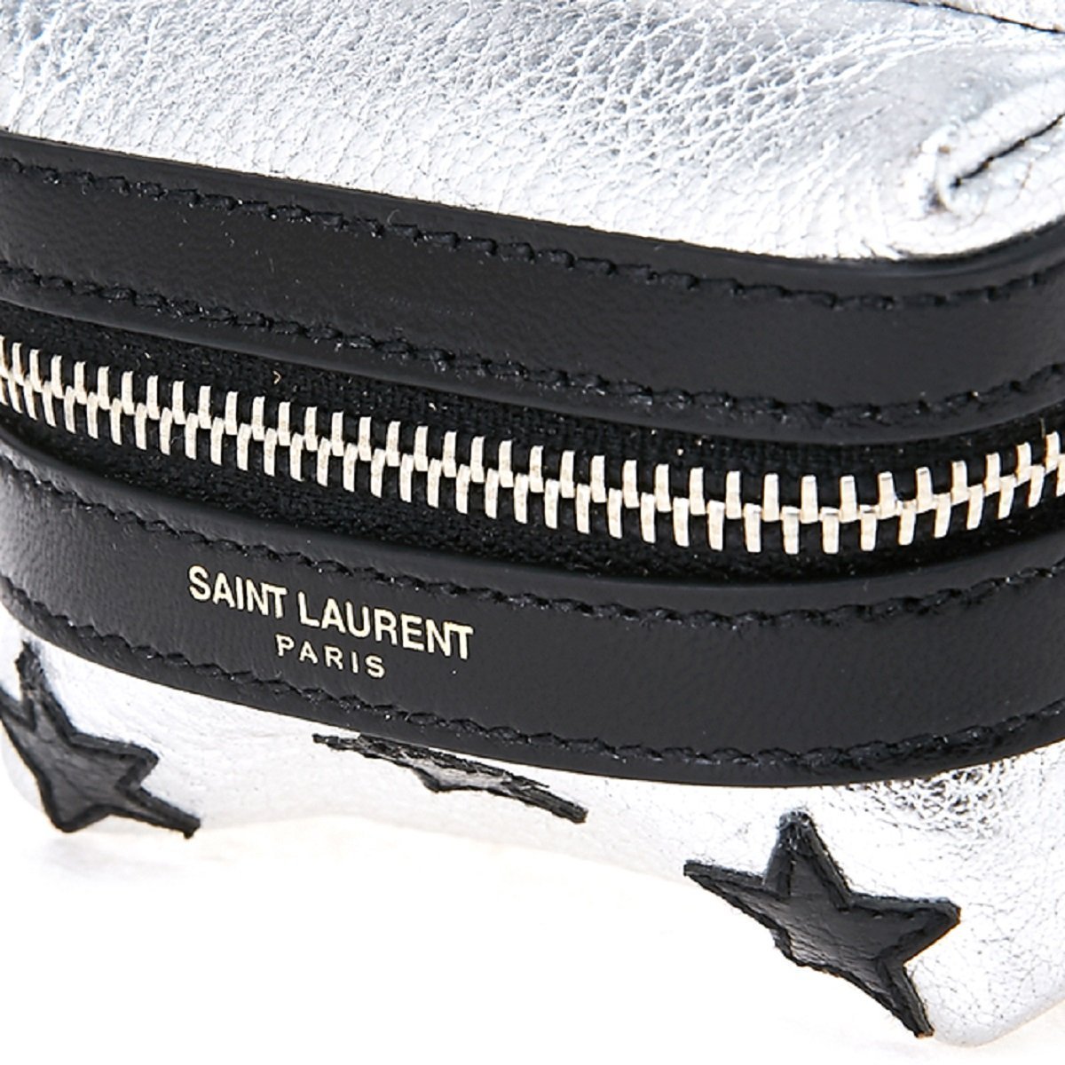 Saint Laurent Silver/Black Unisex Zip Backpack Key Chain Black Stars