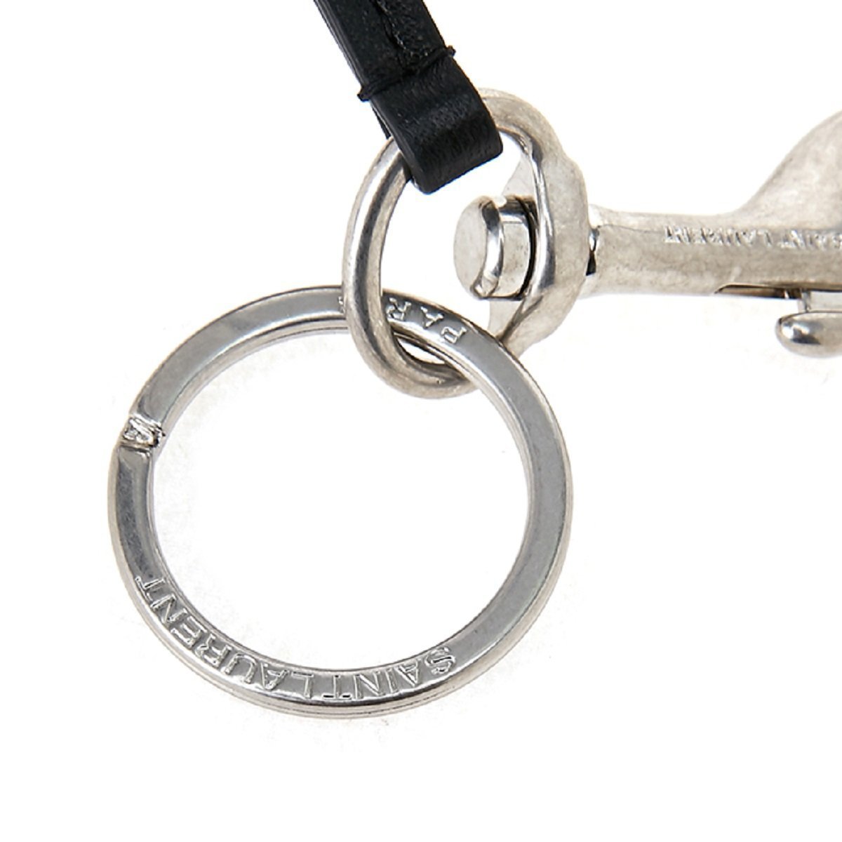Saint Laurent Silver/Black Unisex Zip Backpack Key Chain Black Stars