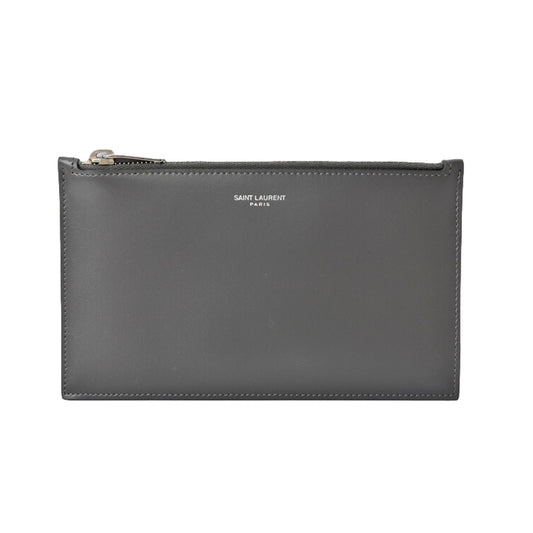 Saint Laurent Storm Grey Calfskin Leather Small Pouch Clutch Bag 635097