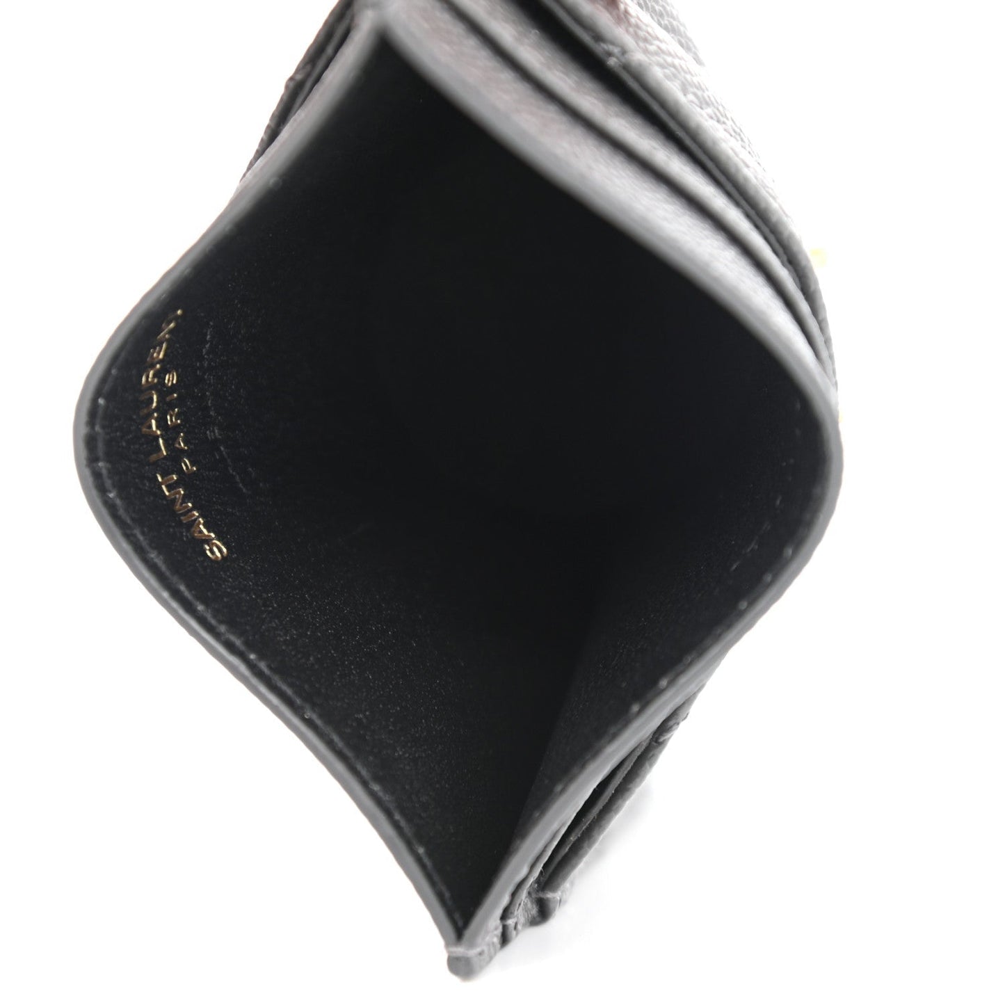 Saint Laurent Storm Grey Grain De Poudre Monogram Card Holder 423294