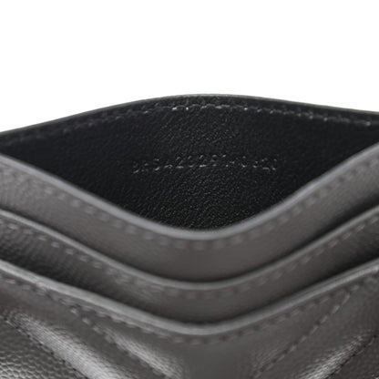 Saint Laurent Storm Grey Grain De Poudre Monogram Card Holder 423294