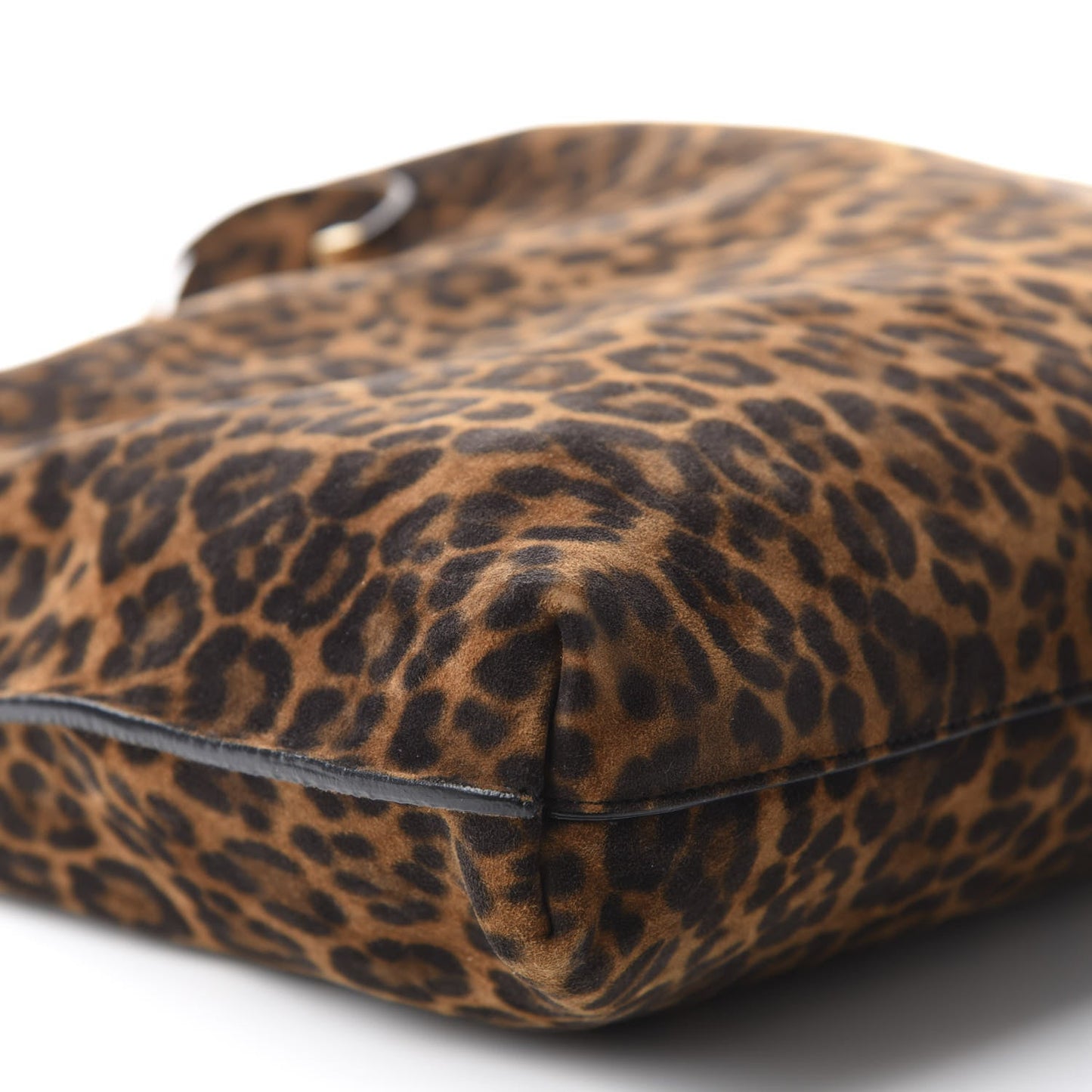 Saint Laurent Suede Leopard Print Medium Suzanne Hobo Natural 6348041