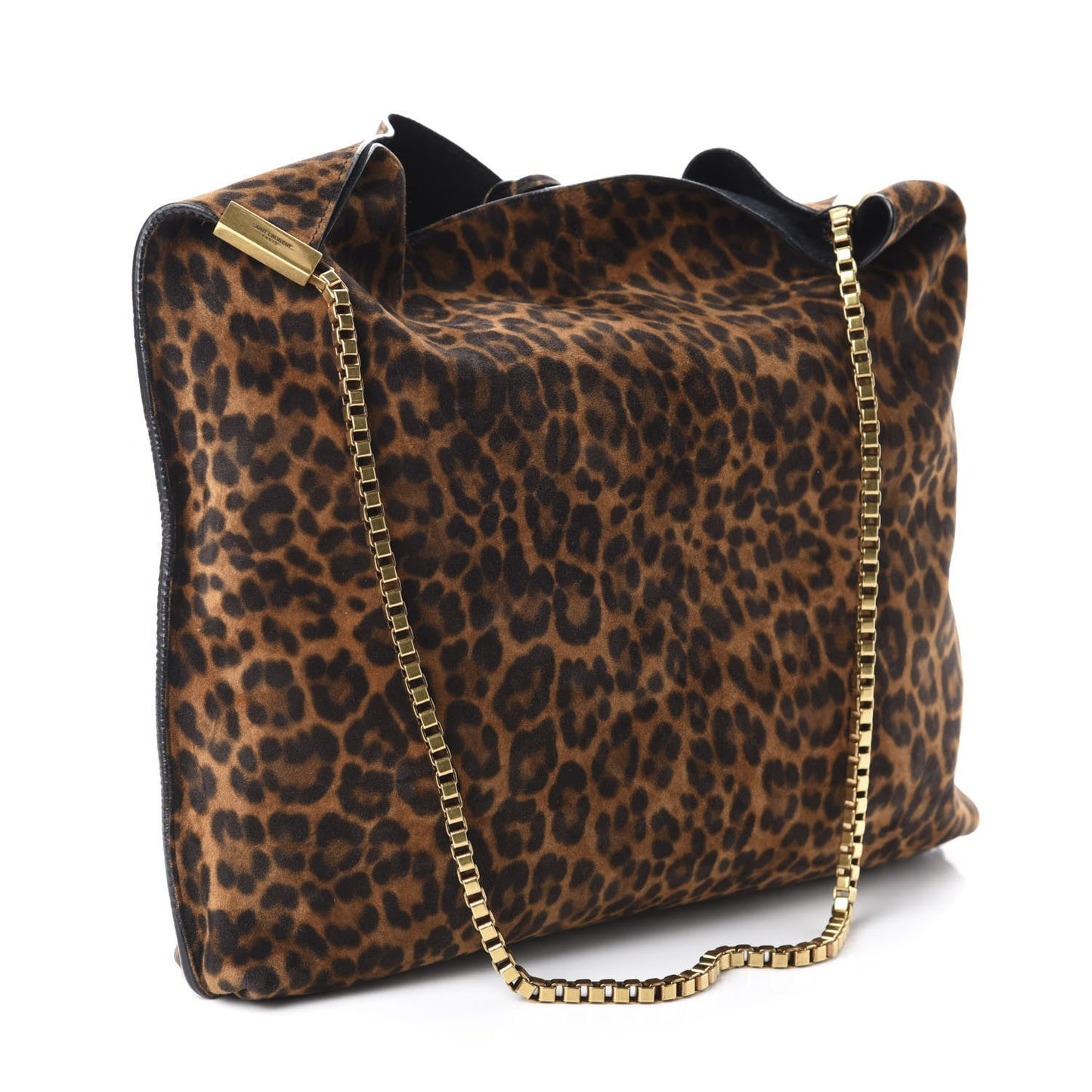 Saint Laurent Suede Leopard Print Medium Suzanne Hobo Natural 6348041