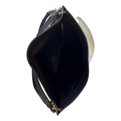 Saint Laurent Tag Canvas and Black Leather Hobo Bag