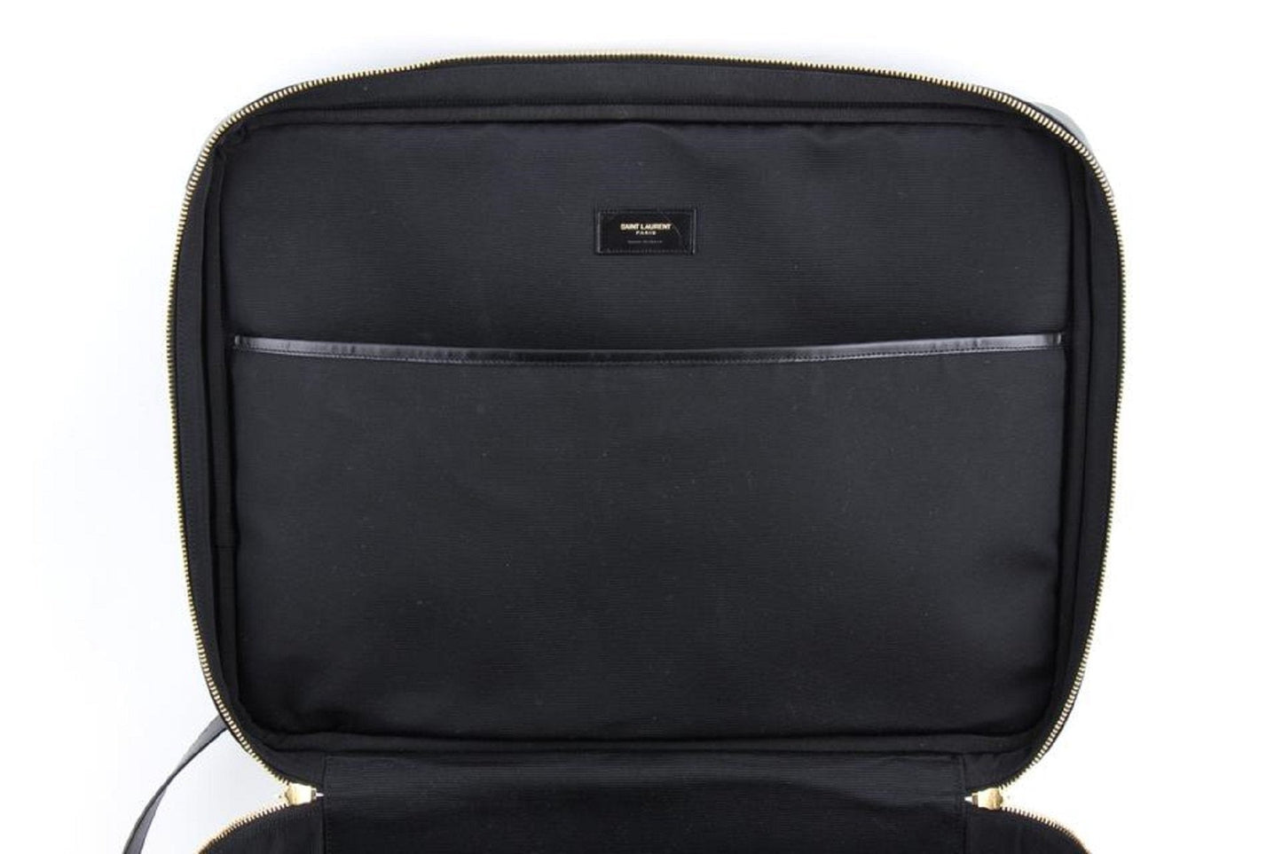 Saint Laurent Monogram Large Luggage Case Bag Dark Brown Coated Canvas
