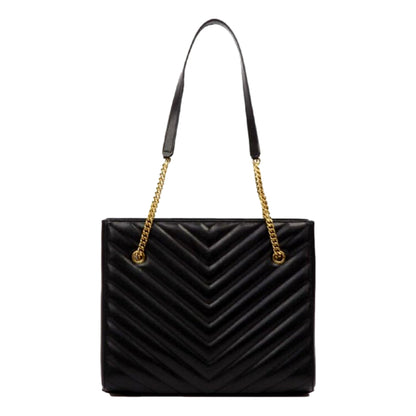 Saint Laurent Tribeca Grain de Poudre Black Quilted Chain Tote
