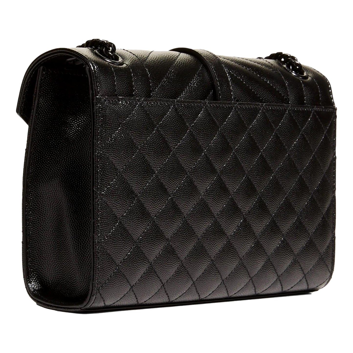 Saint Laurent Triquilt Medium YSL Monogram Grain de Poudre V Flap Satchel Bag