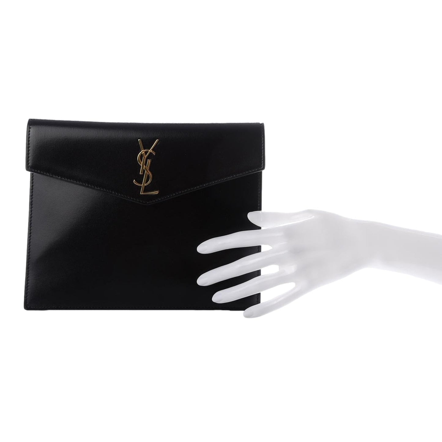Saint Laurent Uptown Black Leather Shiny Monogram Small Pouch 565733