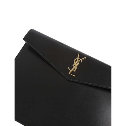 Saint Laurent Uptown Black Leather Shiny Monogram Small Pouch 565733