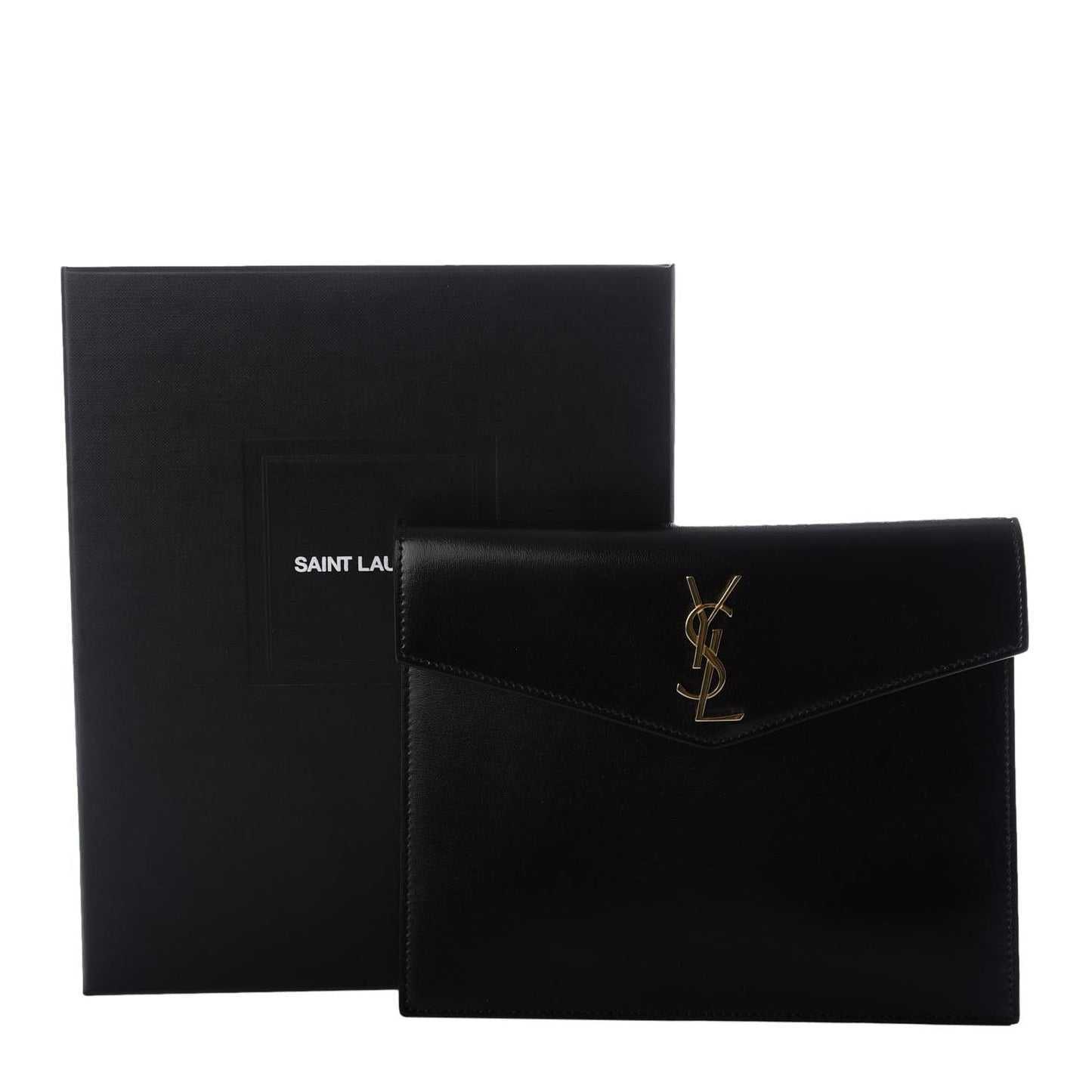 Saint Laurent Uptown Black Leather Shiny Monogram Small Pouch 565733
