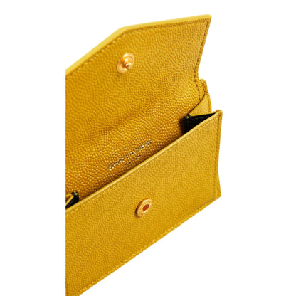 Saint Laurent Uptown Yellow Grain Leather Card Holder Wallet