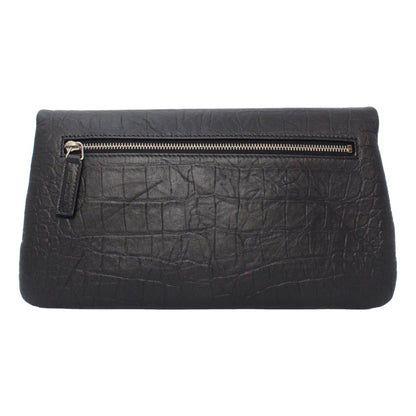 Saint Laurent West Hollywood Black Leather Croc Embossed Clutch 601313