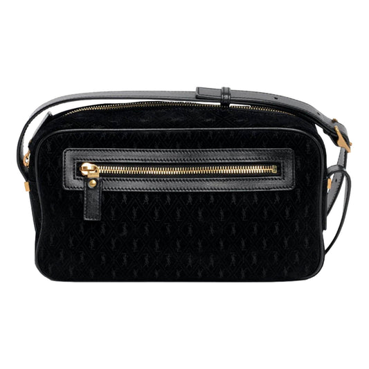 Saint Laurent YSL King Palm Suede Monogram Black Cross Body Bag