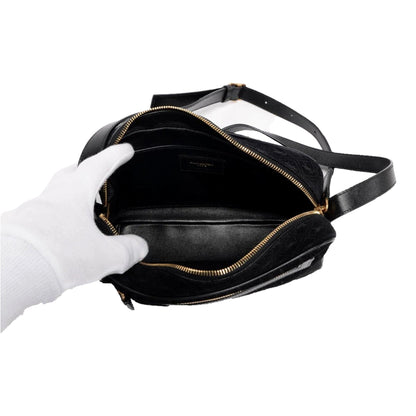 Saint Laurent YSL King Palm Suede Monogram Black Cross Body Bag