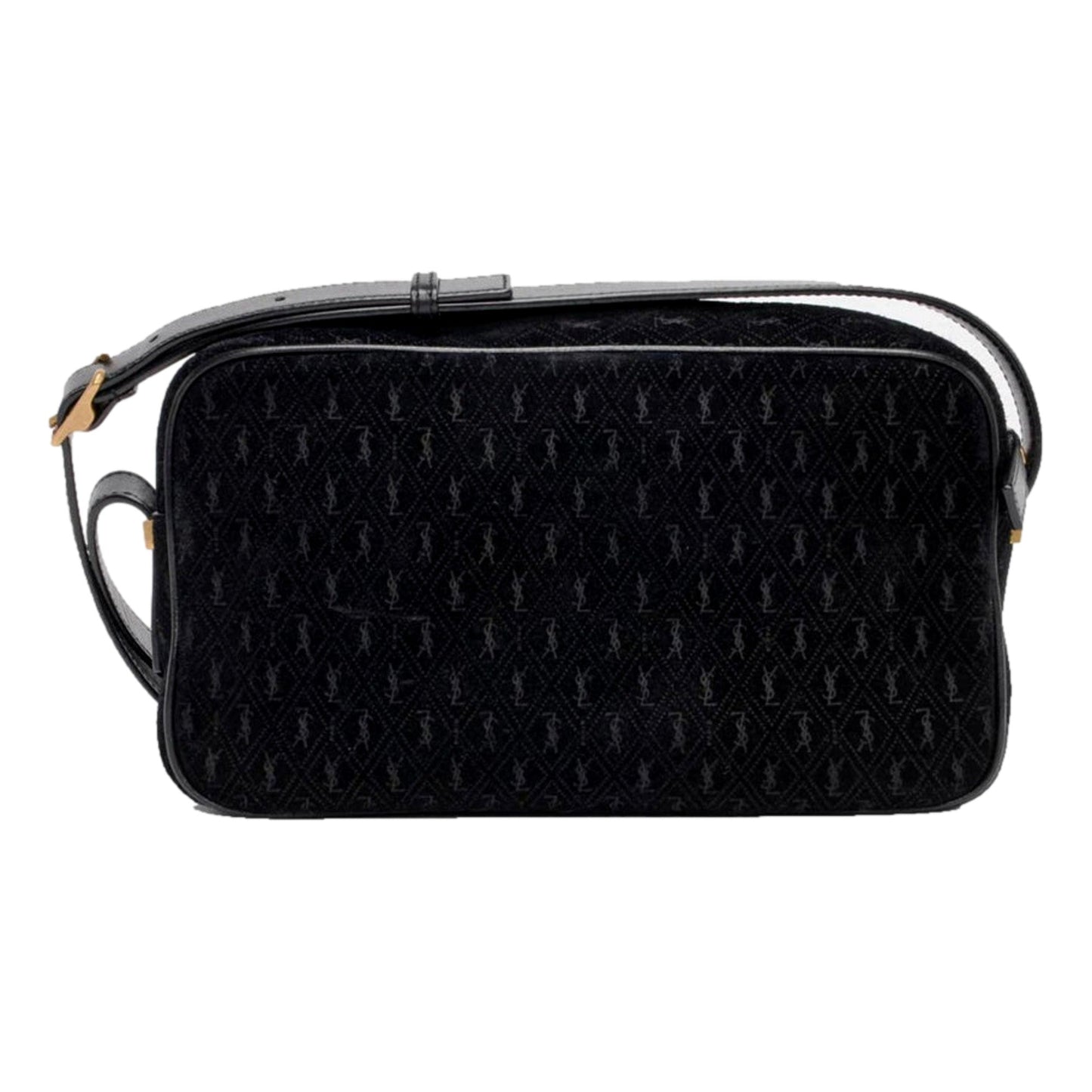 Saint Laurent YSL King Palm Suede Monogram Black Cross Body Bag