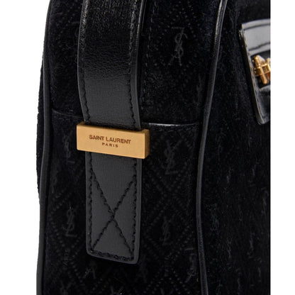 Saint Laurent YSL King Palm Suede Monogram Black Cross Body Bag