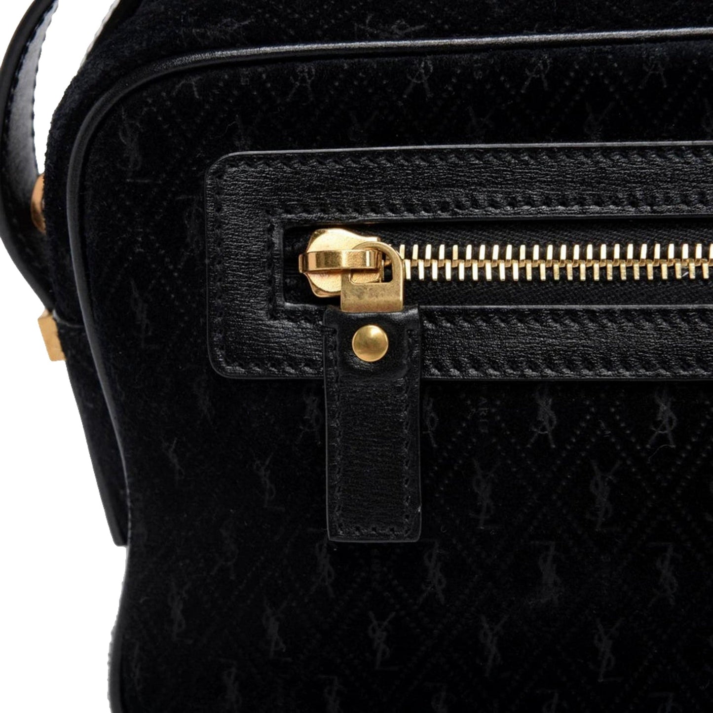 Saint Laurent YSL King Palm Suede Monogram Black Cross Body Bag
