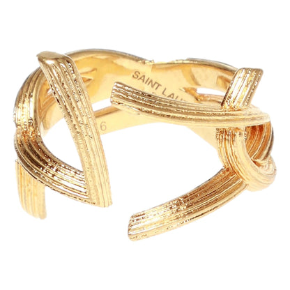 Saint Laurent YSL Monogram Gold Brass Ring