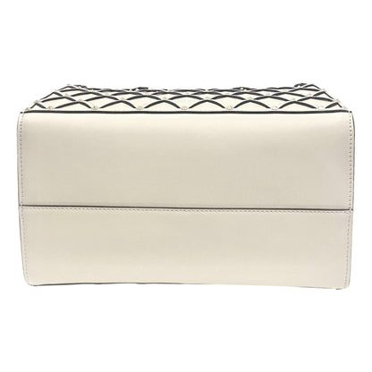 Valentino Garavani Beehive Lattice Ivory Studded Leather Crossbody Tote