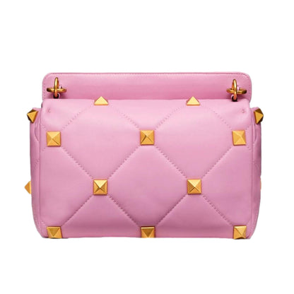 Valentino Garavani Roman Stud Pink Leather Large Crossbody Bag