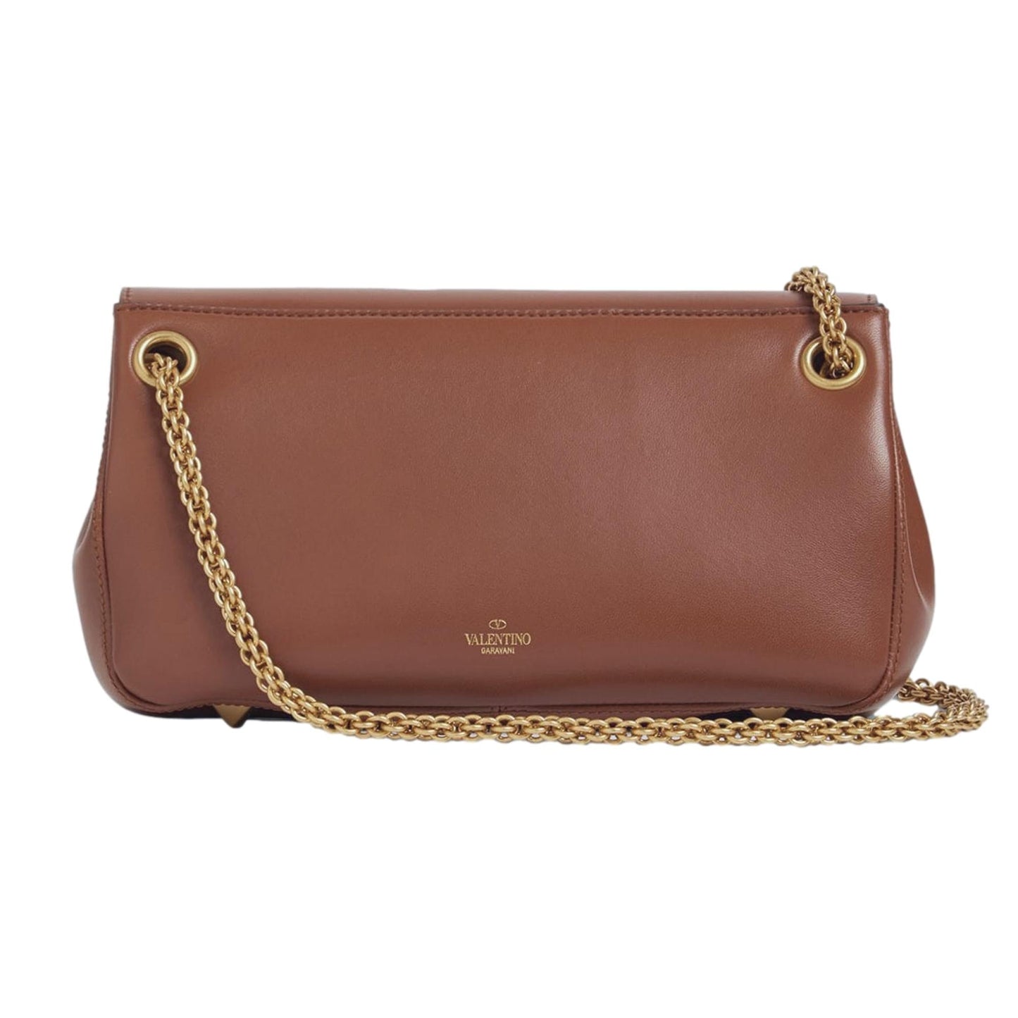 Valentino Garavani Stud Sign V Logo Brown Crossbody Bag