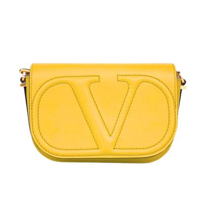 Valentino Garavani VLogo Walk Small Crossbody Bag Yellow Calf Leather