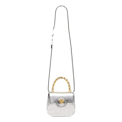 Versace La Medusa Ayers Silver Python Print Mini Top Handle Crossbody Bag