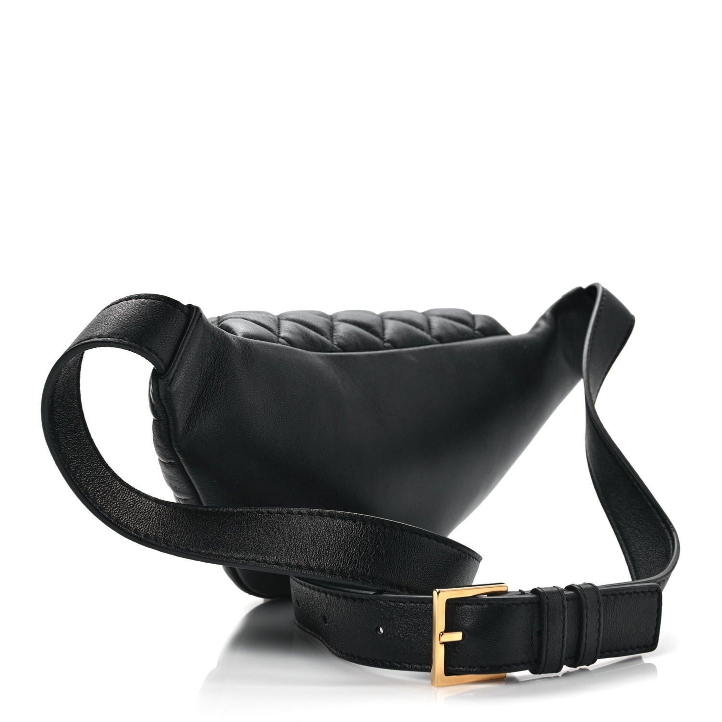 Versace La Medusa Black Quilted Lamb Leather Fanny Pack Belt Bag