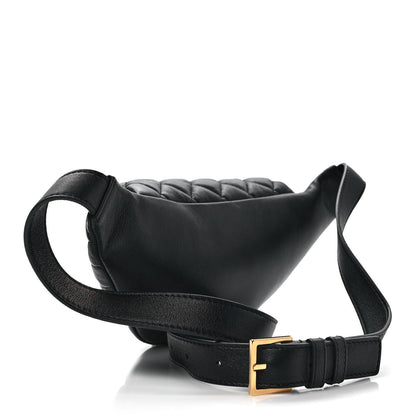 Versace La Medusa Black Quilted Lamb Leather Fanny Pack Belt Bag