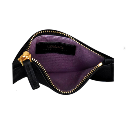 Versace Black Vitello Card Case Key Chain