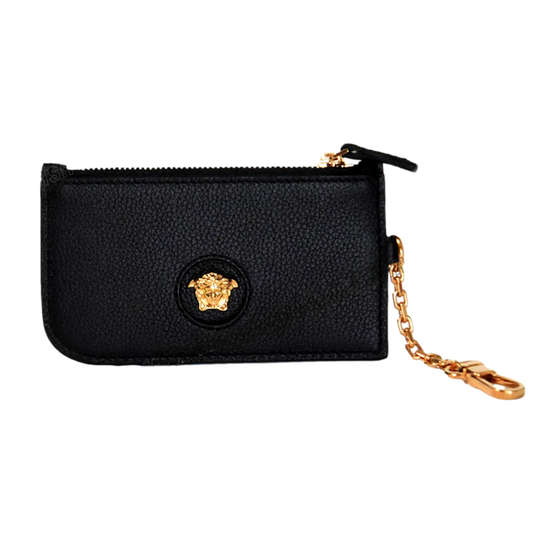 Versace Black Vitello Card Case Key Chain