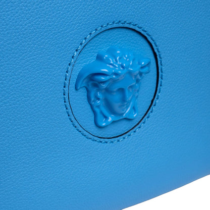 Versace La Medusa Blue Pebbled Leather Medium Hobo Bag 1000699