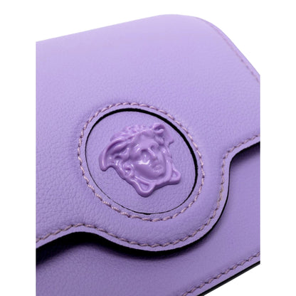 Versace La Medusa Lilac Pebbled Leather Crossbody Bag