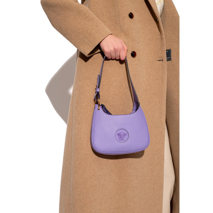 Versace La Medusa Lilac Pebbled Leather Mini Hobo Bag