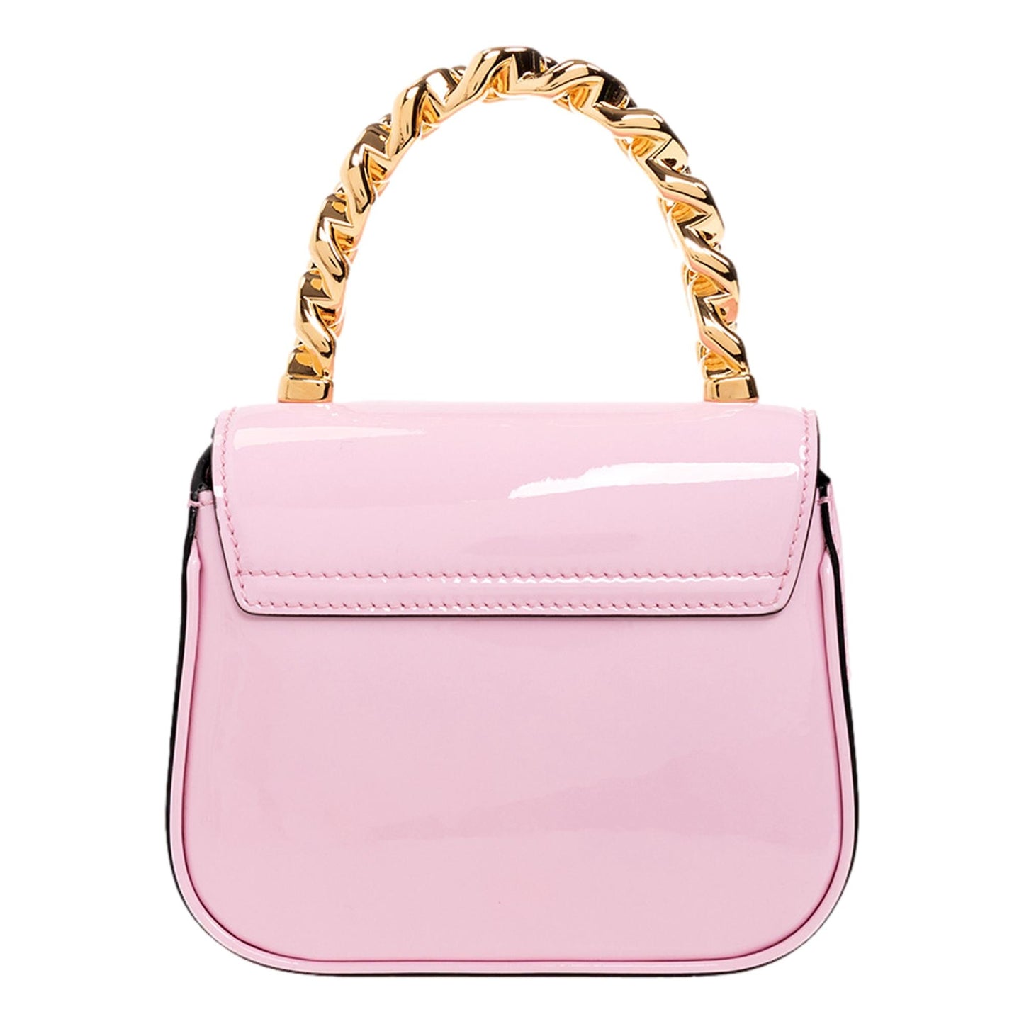 Versace La Medusa Pink Patent Leather Mini Top Handle Crossbody Bag