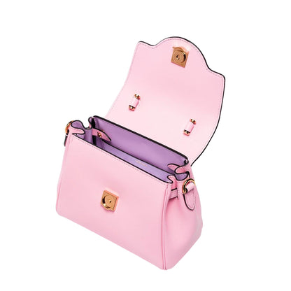 Versace La Medusa Pink Pebbled Leather Top Handle Bag