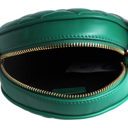 Versace La Medusa Round Quilted Leather Green Shoulder Bag 1002866