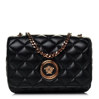 Versace Medusa Nappa Quilted Black Leather Chain Crossbody DBFI163S
