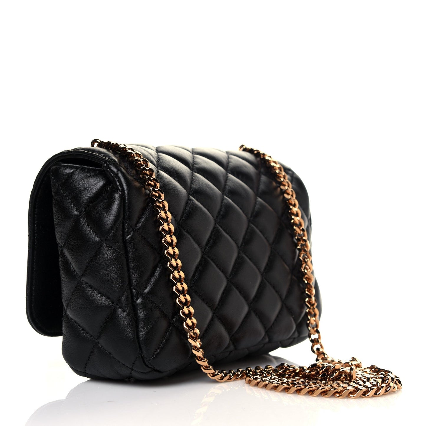 Versace Medusa Nappa Quilted Black Leather Chain Crossbody DBFI163S