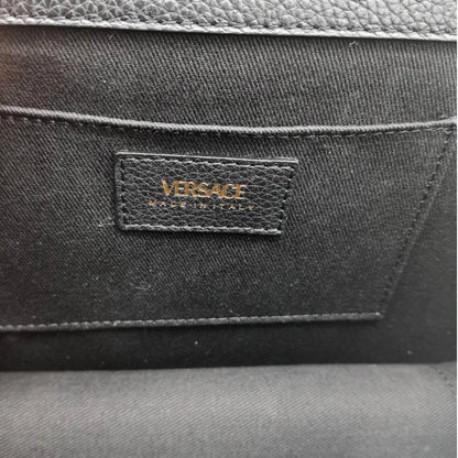 Versace Virtus Black Pebbled Leather Crossbody